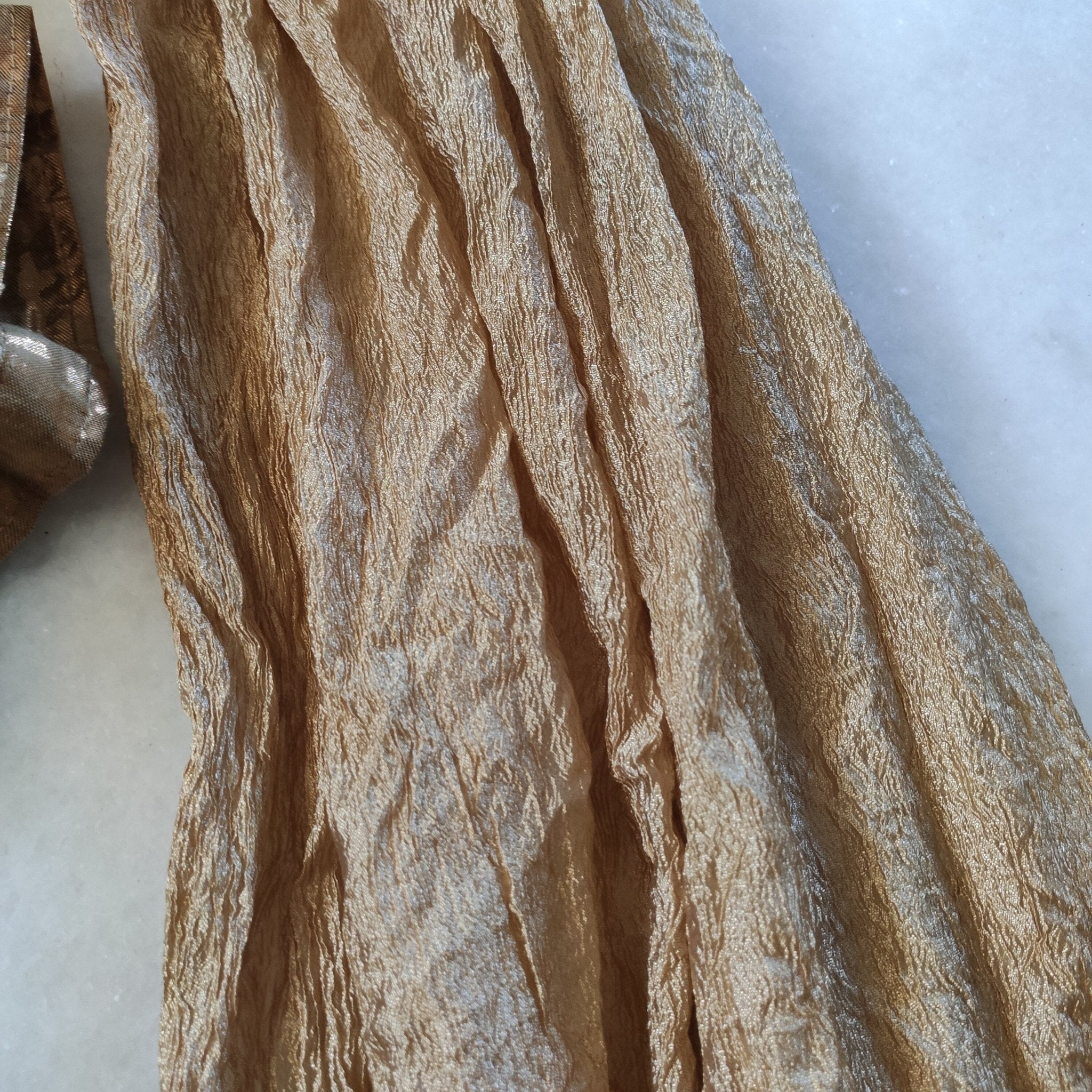 Gold crush dupatta stole. Long neck wrap - Neel Creations By Saanvi