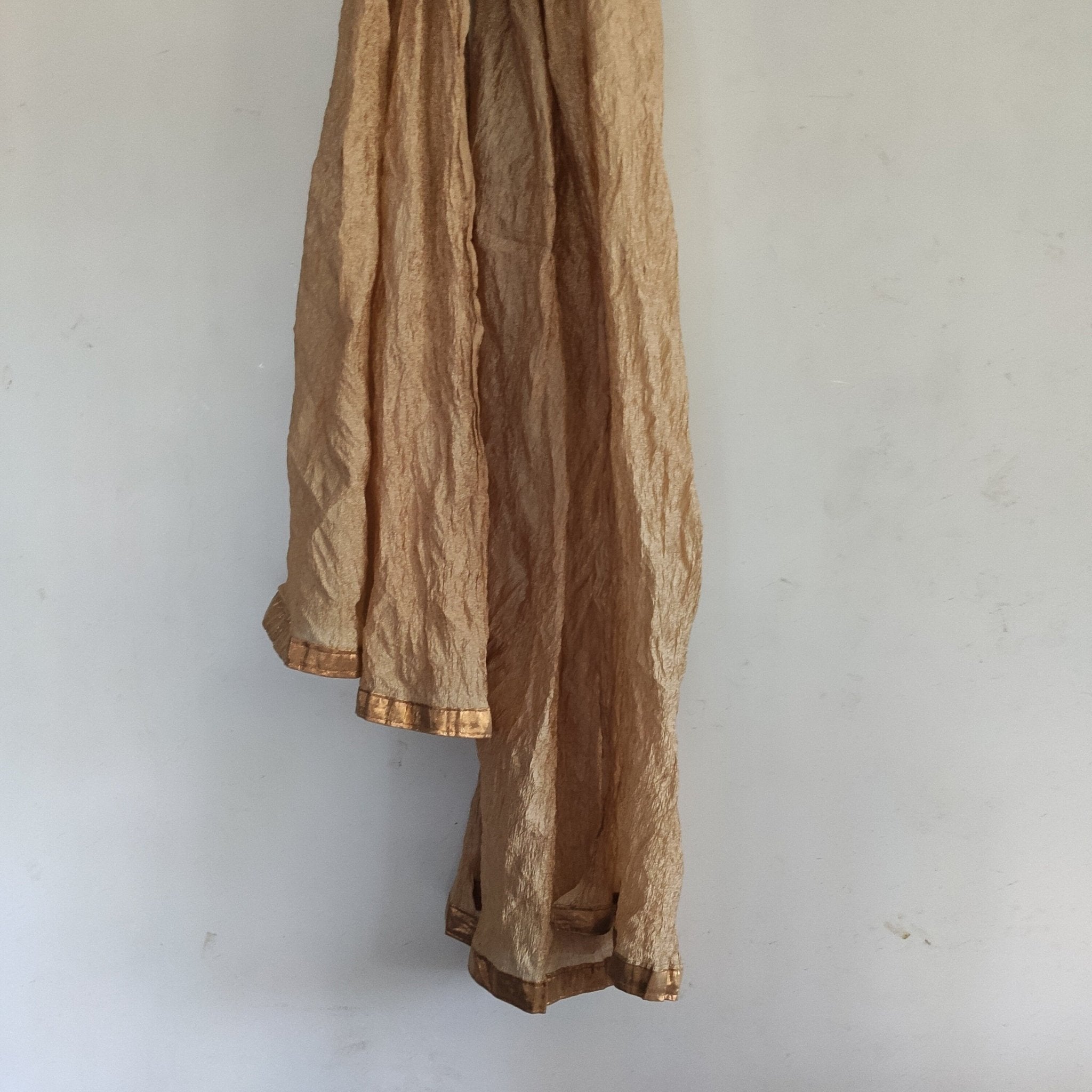 Gold crush dupatta stole. Long neck wrap - Neel Creations By Saanvi