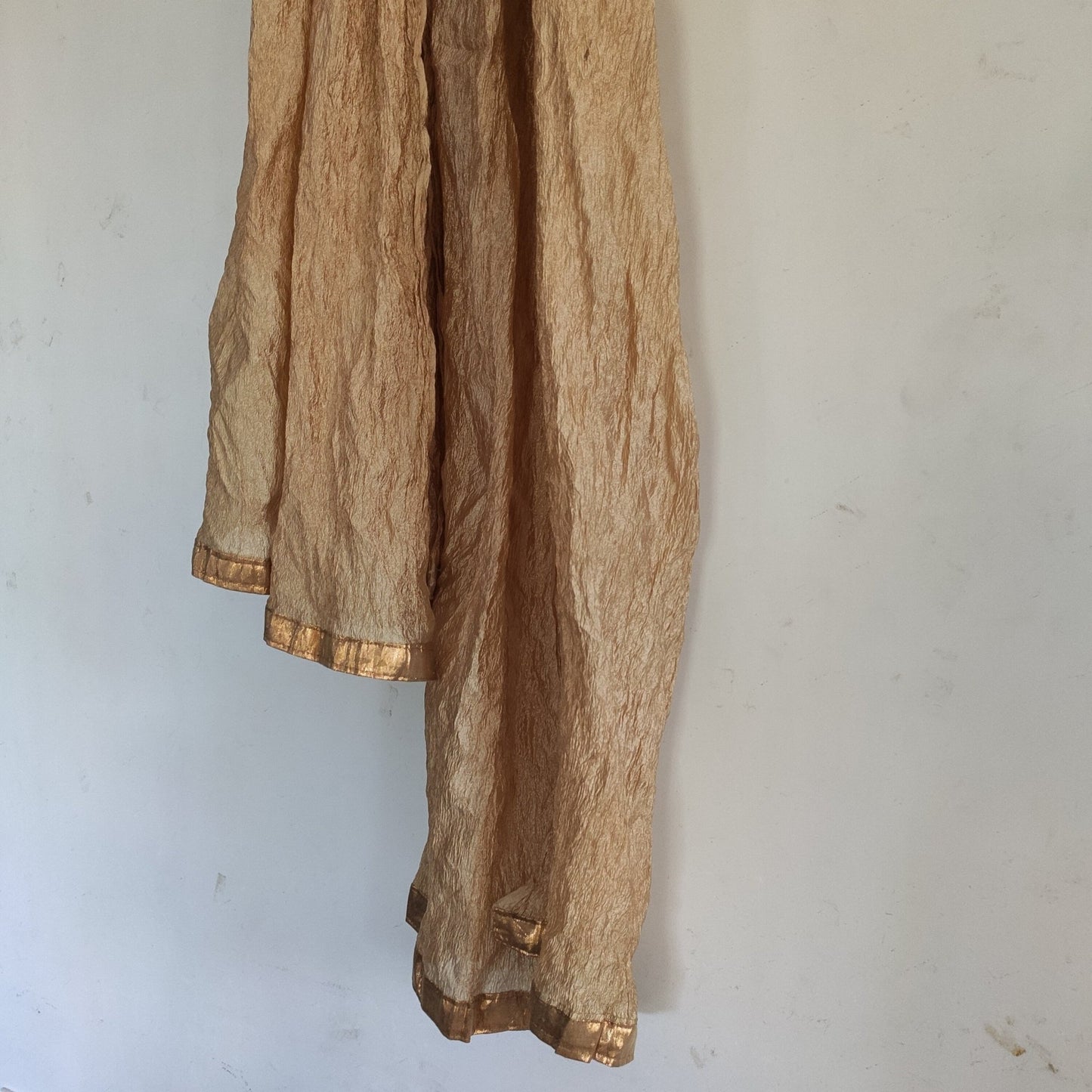 Gold crush dupatta stole. Long neck wrap - Neel Creations By Saanvi