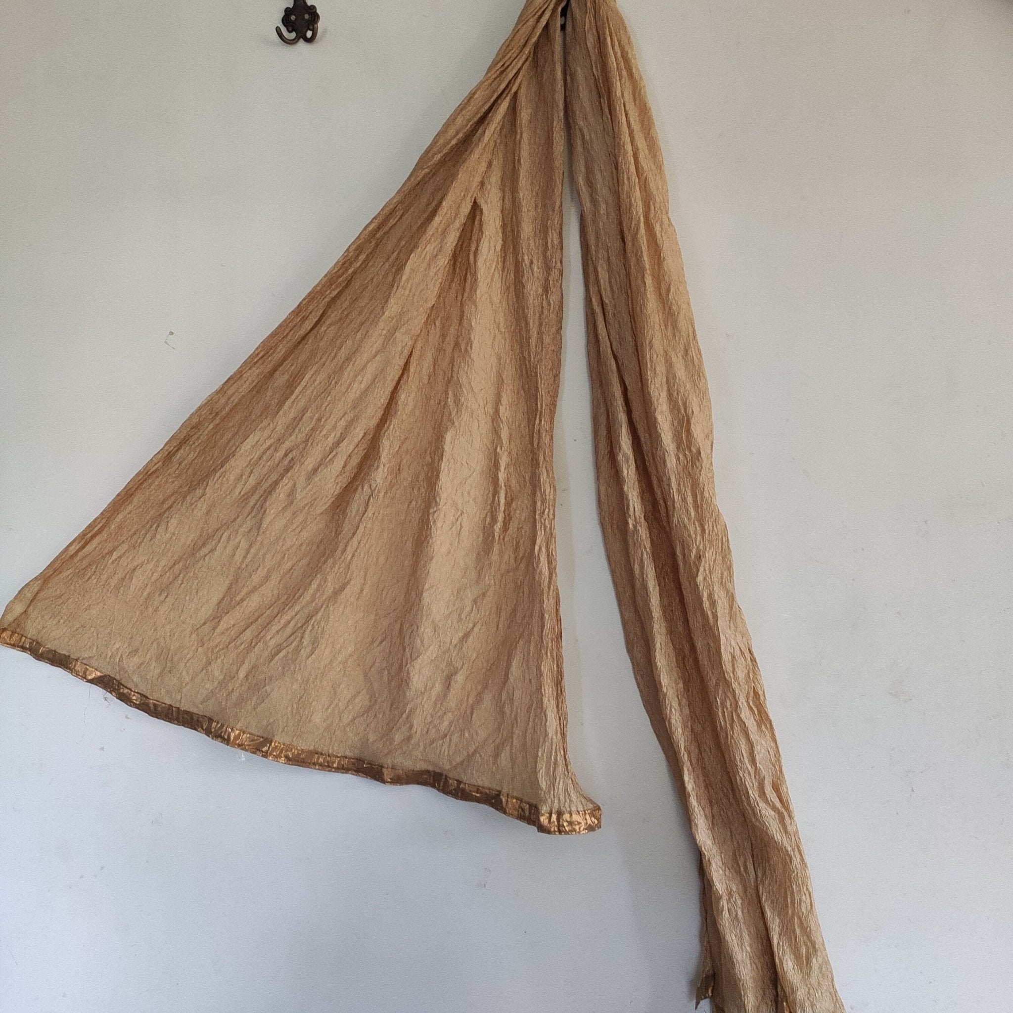 Gold crush dupatta stole. Long neck wrap - Neel Creations By Saanvi