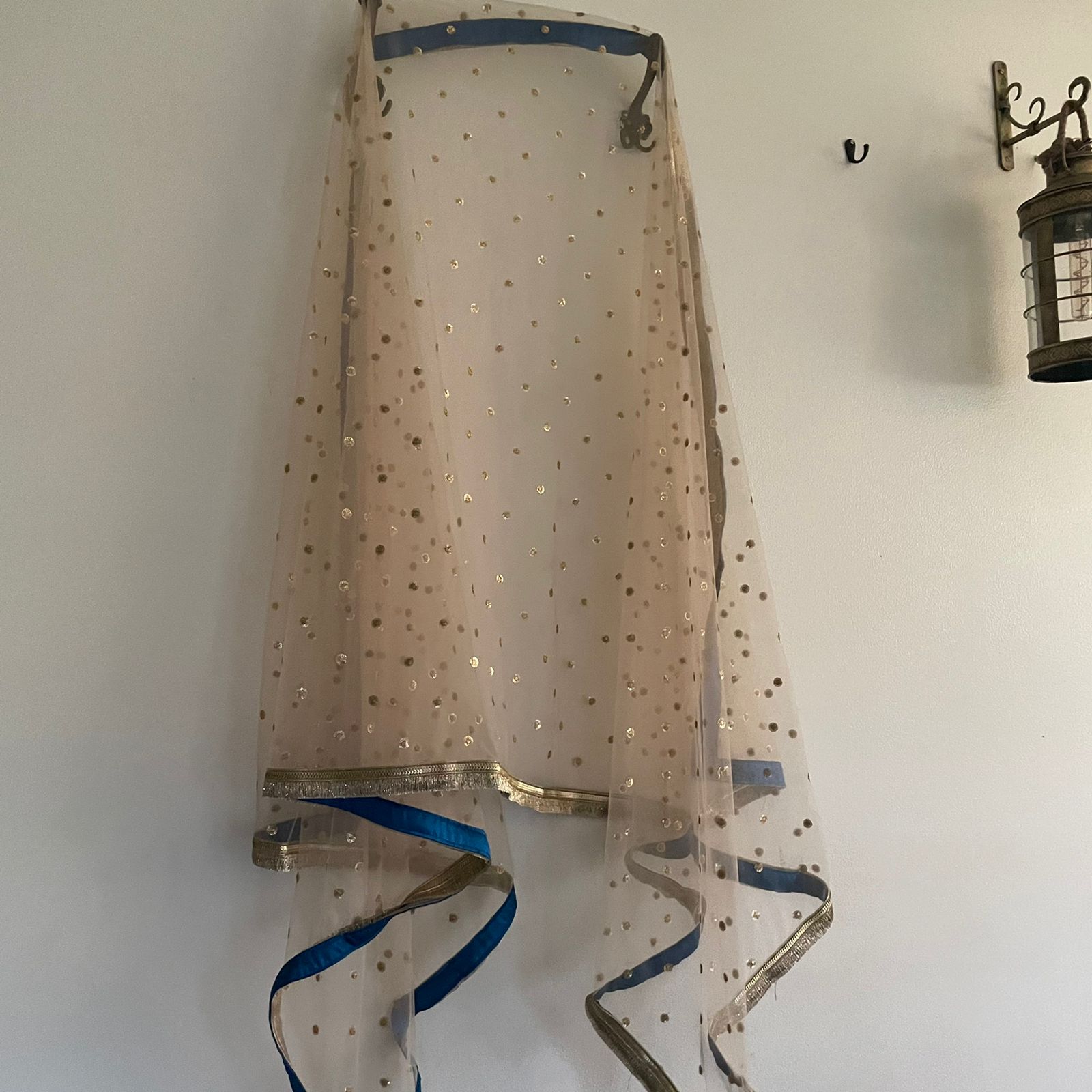 Gold Indian Wedding Dupatta long net embroidered scarf Punjabi dress dupattas with embroidery for festival chunni lehenga stole - Neel Creations By Saanvi