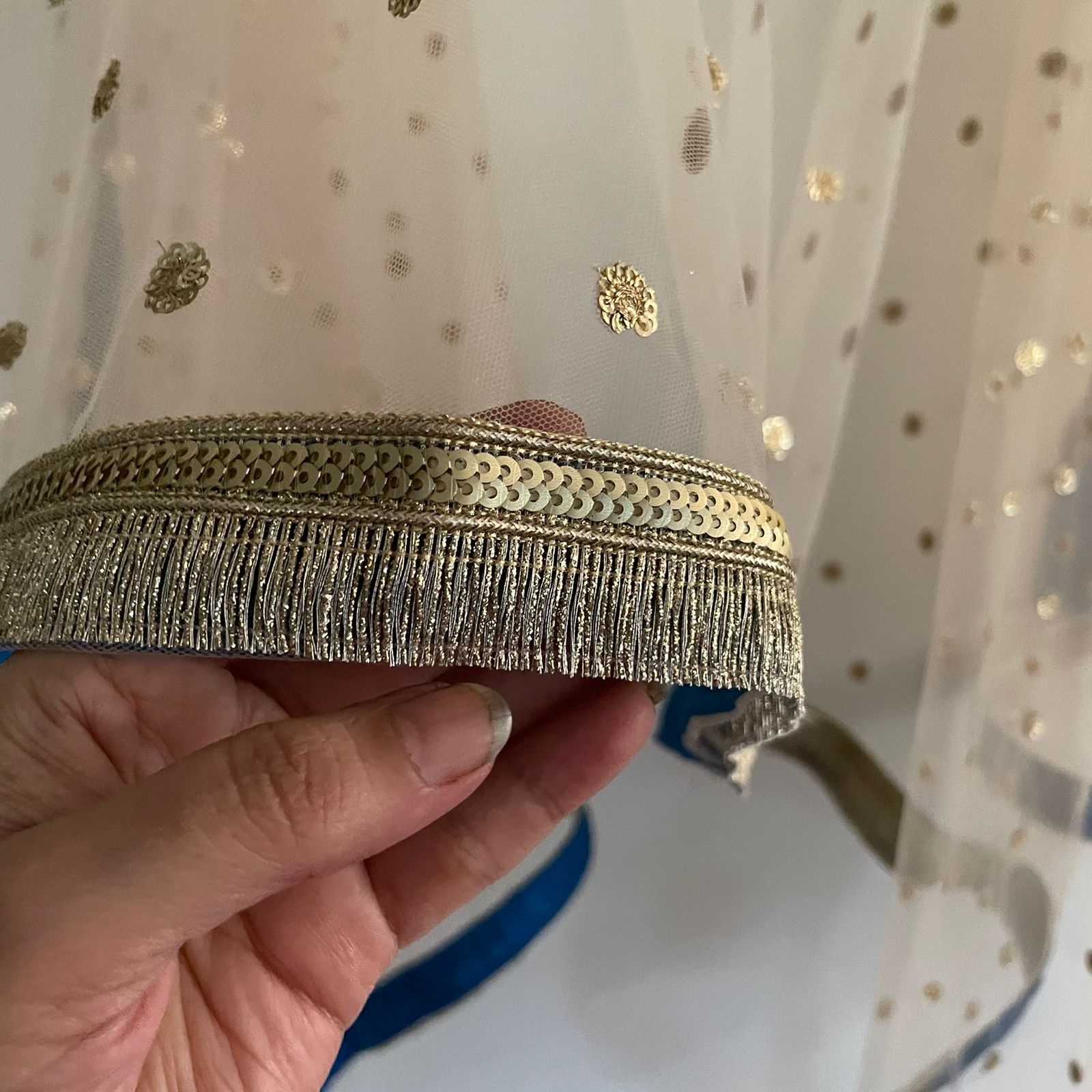 Gold Indian Wedding Dupatta long net embroidered scarf Punjabi dress dupattas with embroidery for festival chunni lehenga stole - Neel Creations By Saanvi