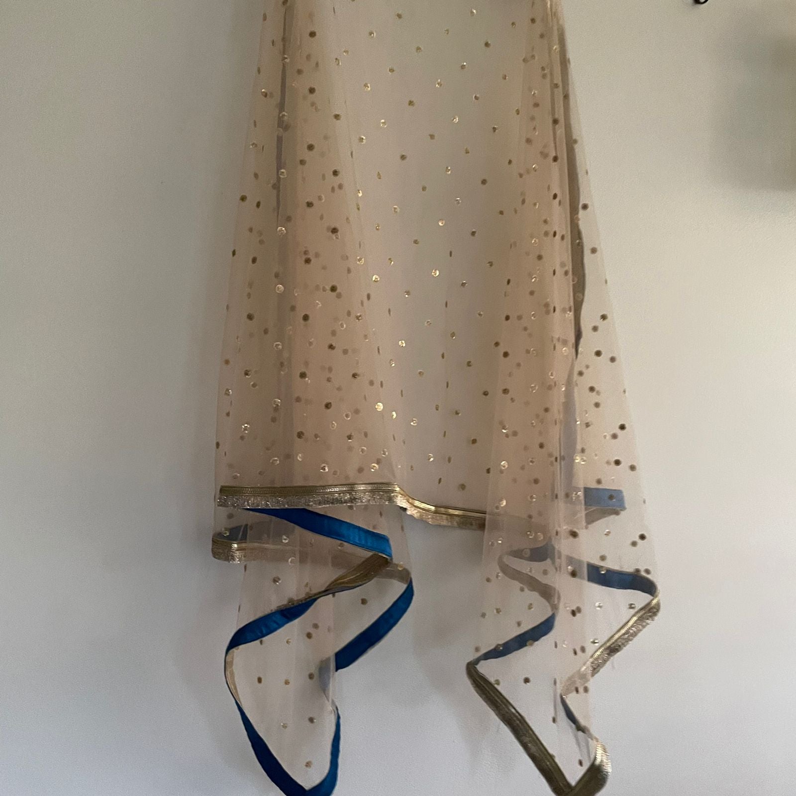 Gold Indian Wedding Dupatta long net embroidered scarf Punjabi dress dupattas with embroidery for festival chunni lehenga stole - Neel Creations By Saanvi