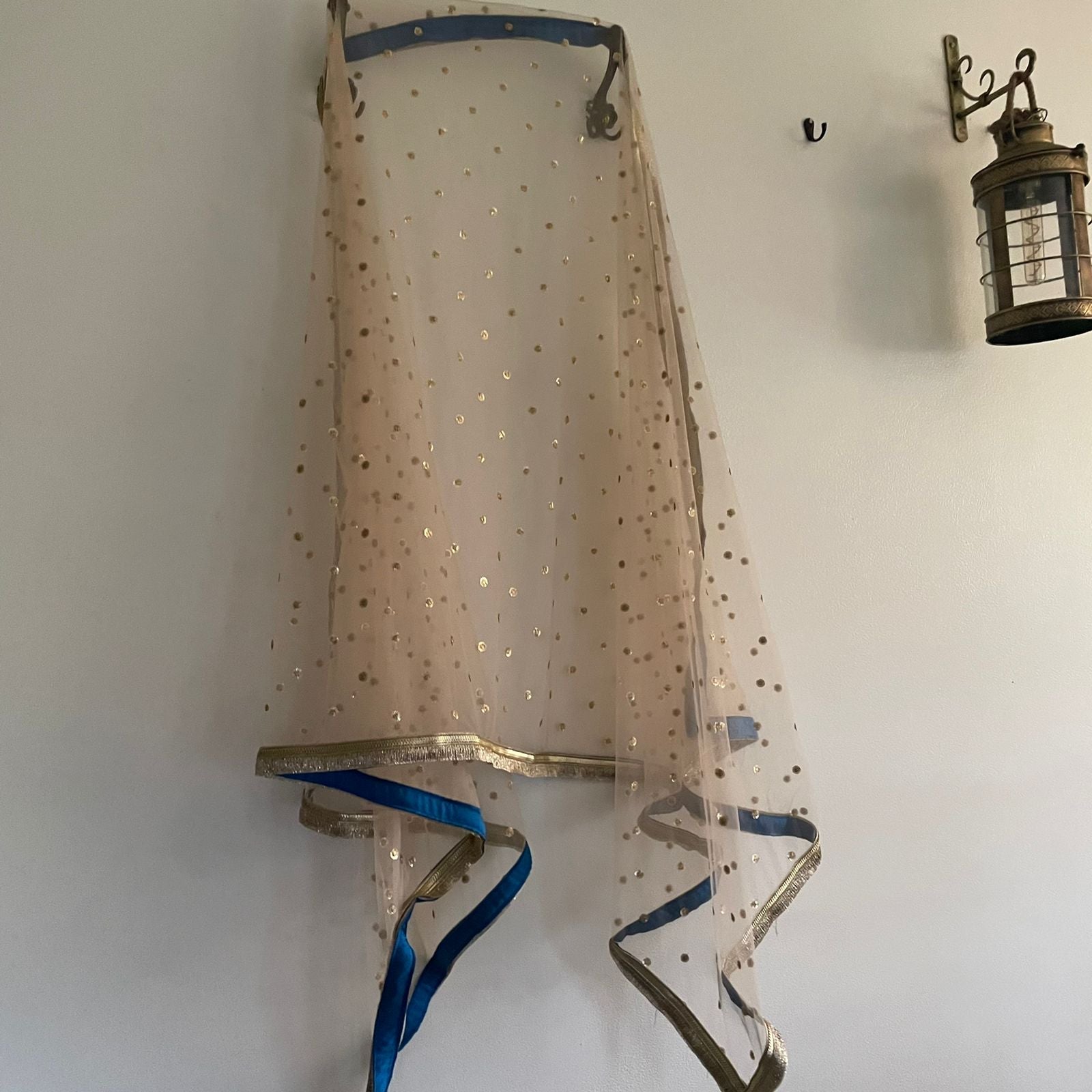 Gold Indian Wedding Dupatta long net embroidered scarf Punjabi dress dupattas with embroidery for festival chunni lehenga stole - Neel Creations By Saanvi