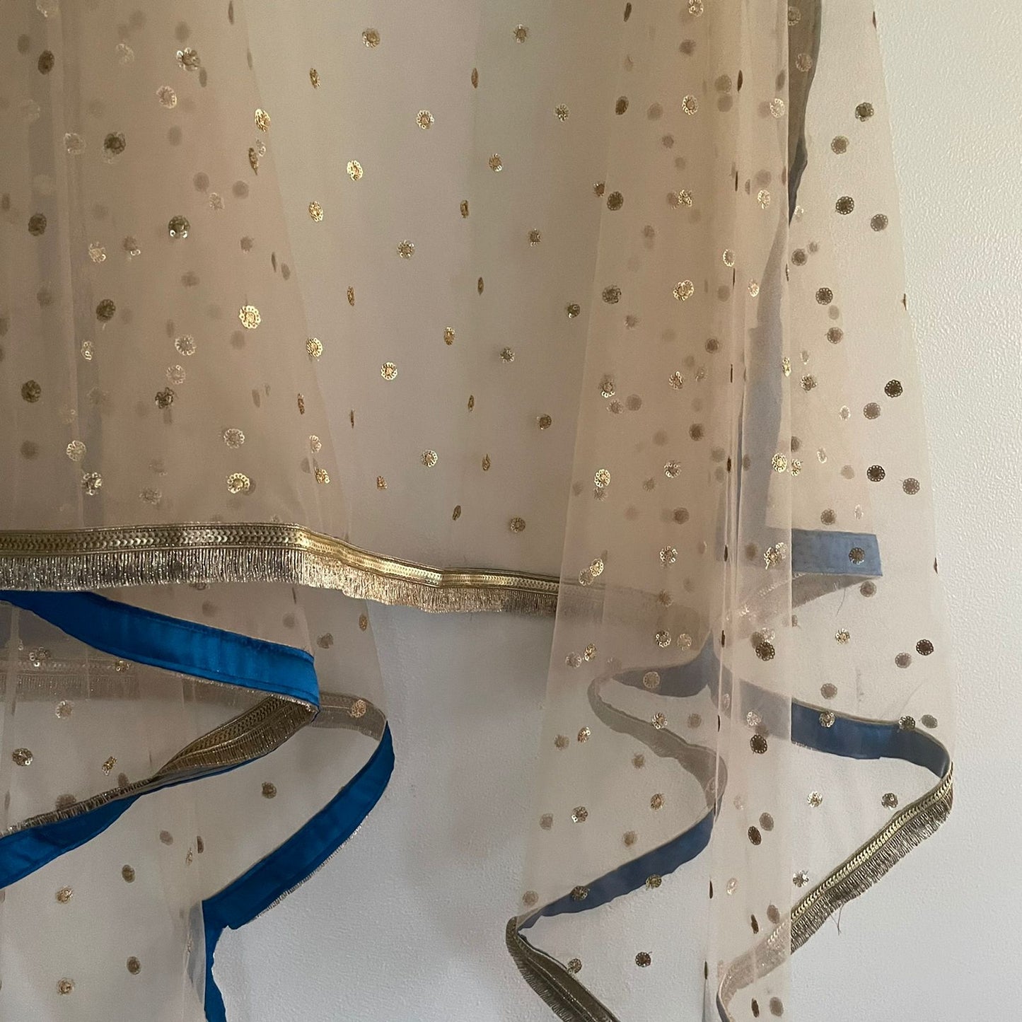 Gold Indian Wedding Dupatta long net embroidered scarf Punjabi dress dupattas with embroidery for festival chunni lehenga stole - Neel Creations By Saanvi