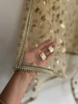 Golden Indian Dupatta party wear | Long net embroidered scarf | Punjabi dress dupattas with sequin embroidery for lehenga | Dupatta - Neel Creations By Saanvi