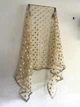 Golden Indian Dupatta party wear | Long net embroidered scarf | Punjabi dress dupattas with sequin embroidery for lehenga | Dupatta - Neel Creations By Saanvi