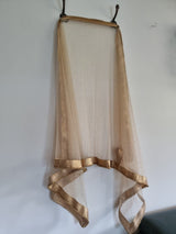 Golden net dupatta with beaded border. Indian dupatta for women with all over glitter dots - Neel Creations By Saanvi