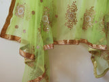 Green Indian dupatta with beaded border trim | Net dupatta | gold border dupatta for women. Embroidered wedding veil - Neel Creations By Saanvi