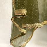 Green Net dupatta with golden beaded border | Indian dupatta | Bridal wedding veil scarf for women girls - Neel Creations By Saanvi