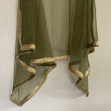 Green Net dupatta with golden beaded border | Indian dupatta | Bridal wedding veil scarf for women girls - Neel Creations By Saanvi