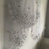 Grey Silver Dupatta with beaded silver border. Grey Indian dupatta. Net dupatta, Designer bridal dupatta for women. - Neel Creations By Saanvi