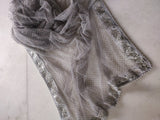 Grey Silver Dupatta with glitter dots. Mirror border dupatta - Grey Indian Net dupatta - Designer bridal veil for women. Beaded border. - Neel Creations By Saanvi