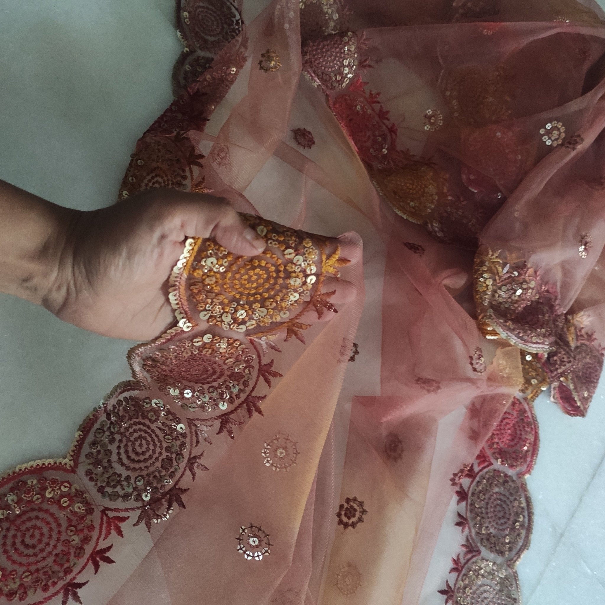 Indian designer net dupatta. Indian heavy dupatta. Chunri for women Indian suit - Neel Creations By Saanvi