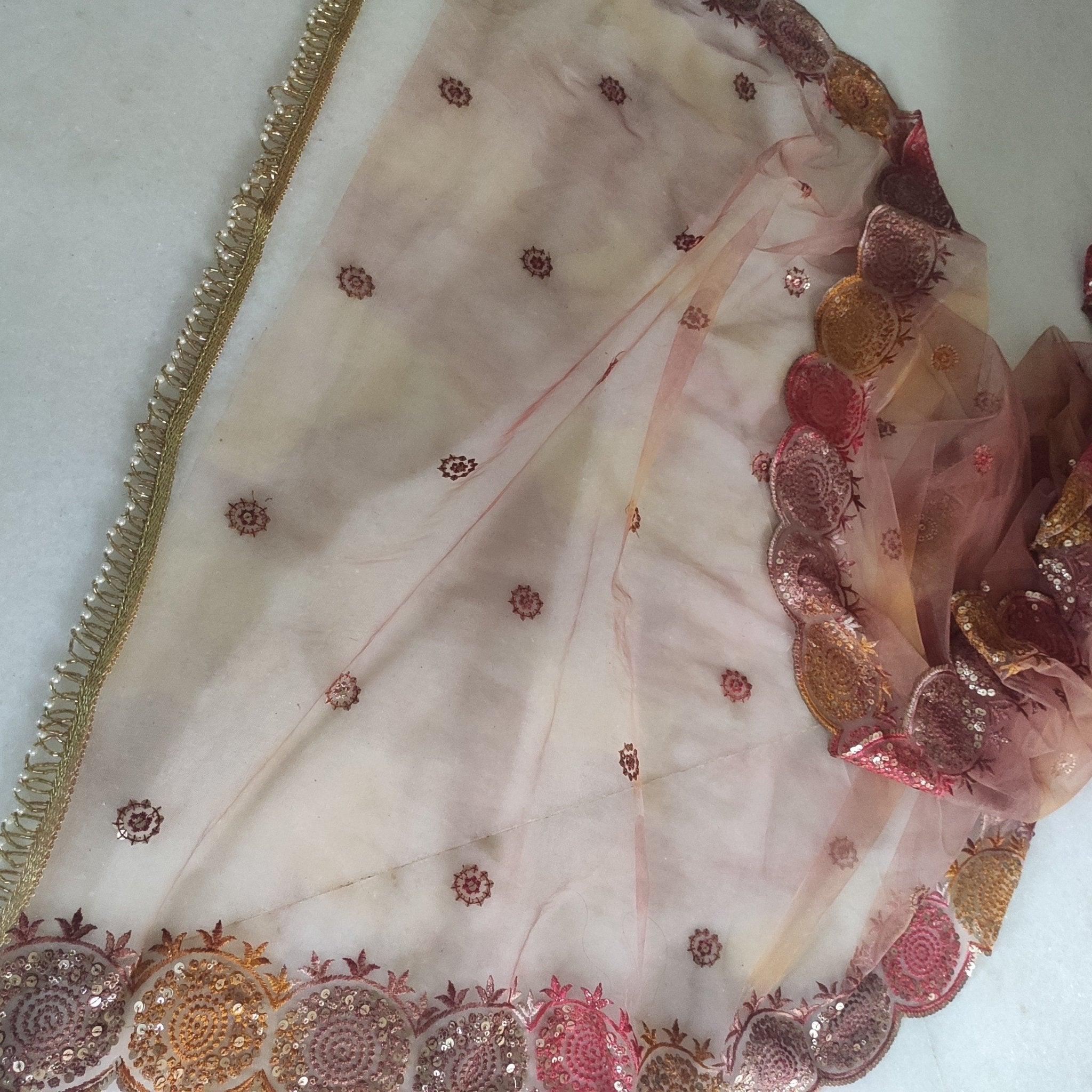 Indian designer net dupatta. Indian heavy dupatta. Chunri for women Indian suit - Neel Creations By Saanvi