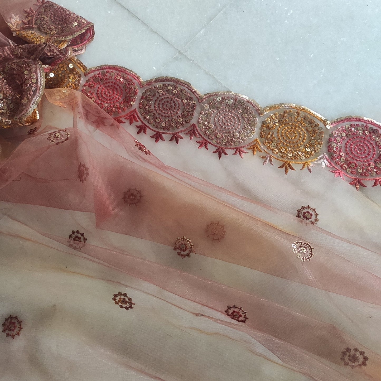 Indian designer net dupatta. Indian heavy dupatta. Chunri for women Indian suit - Neel Creations By Saanvi