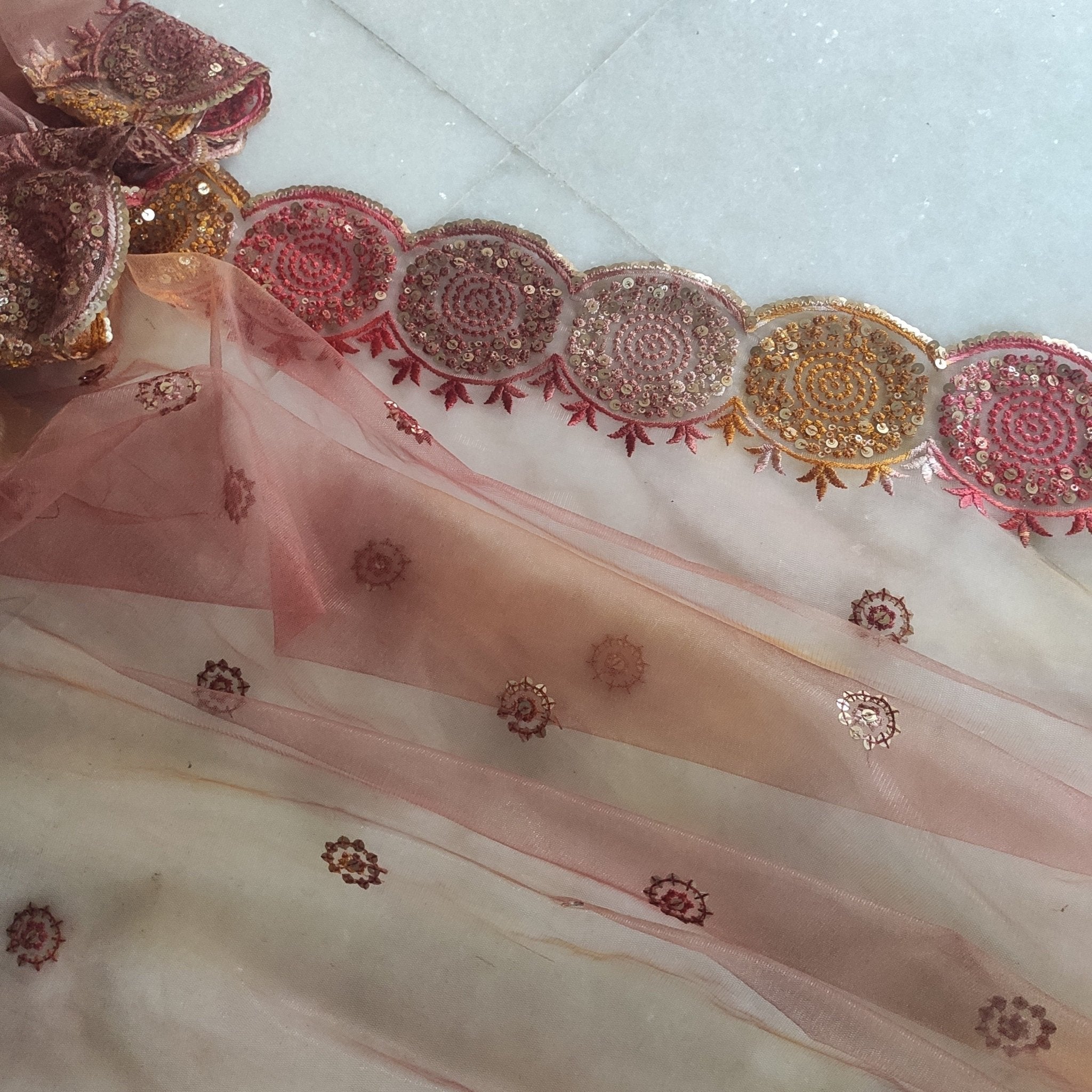 Indian designer net dupatta. Indian heavy dupatta. Chunri for women Indian suit - Neel Creations By Saanvi