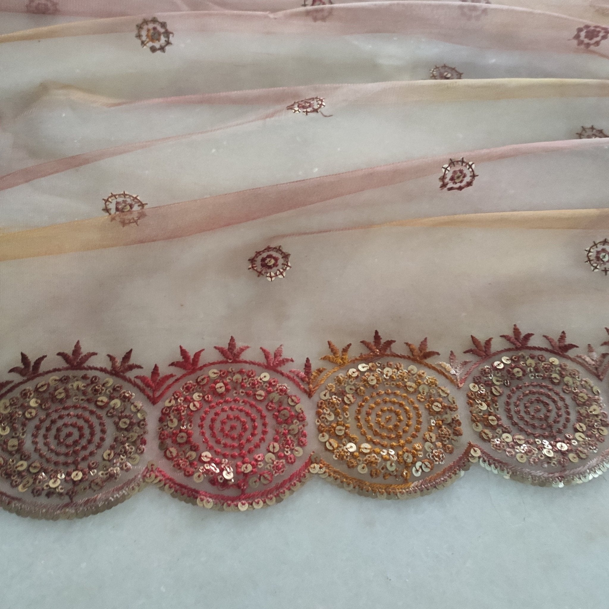 Indian designer net dupatta. Indian heavy dupatta. Chunri for women Indian suit - Neel Creations By Saanvi