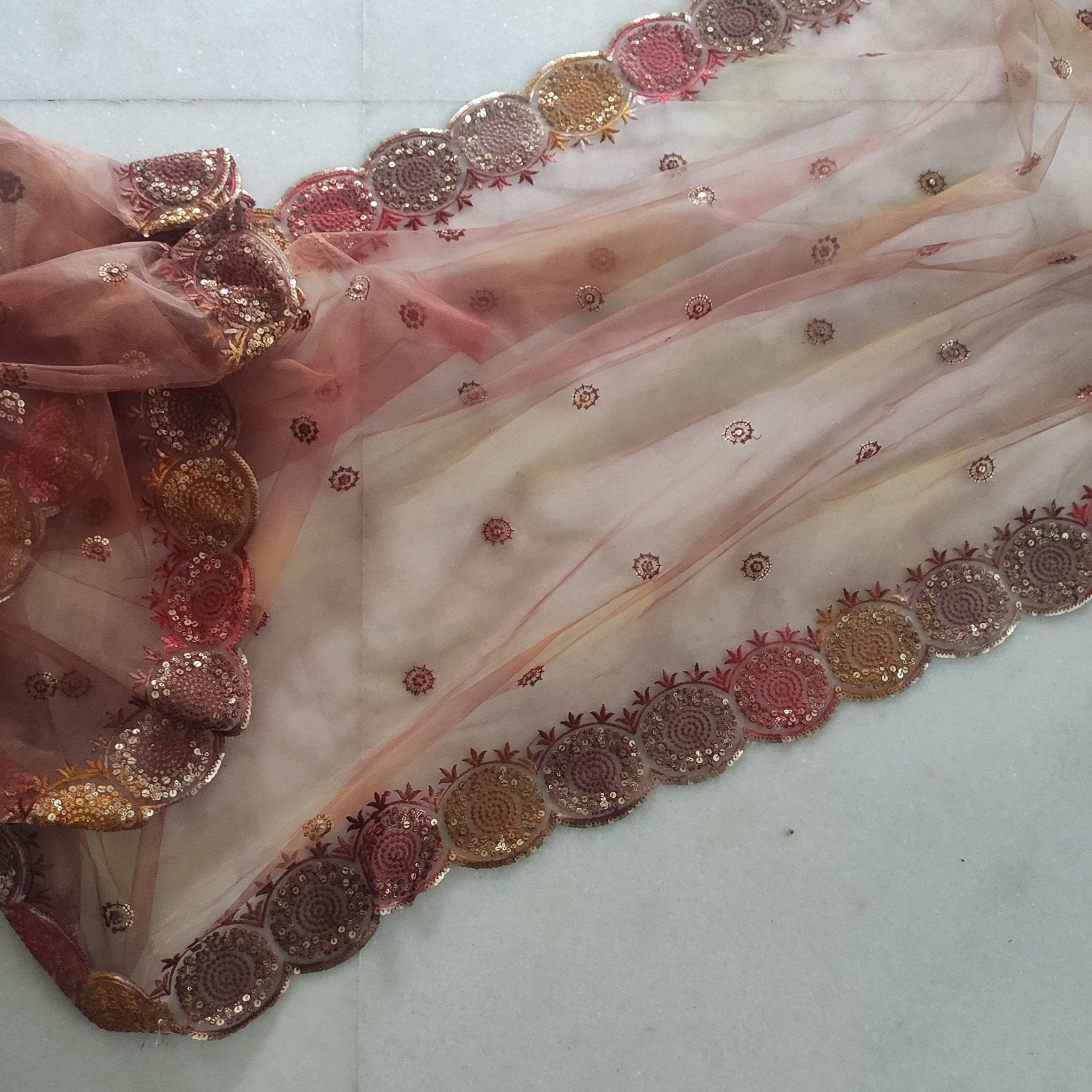 Indian designer net dupatta. Indian heavy dupatta. Chunri for women Indian suit - Neel Creations By Saanvi