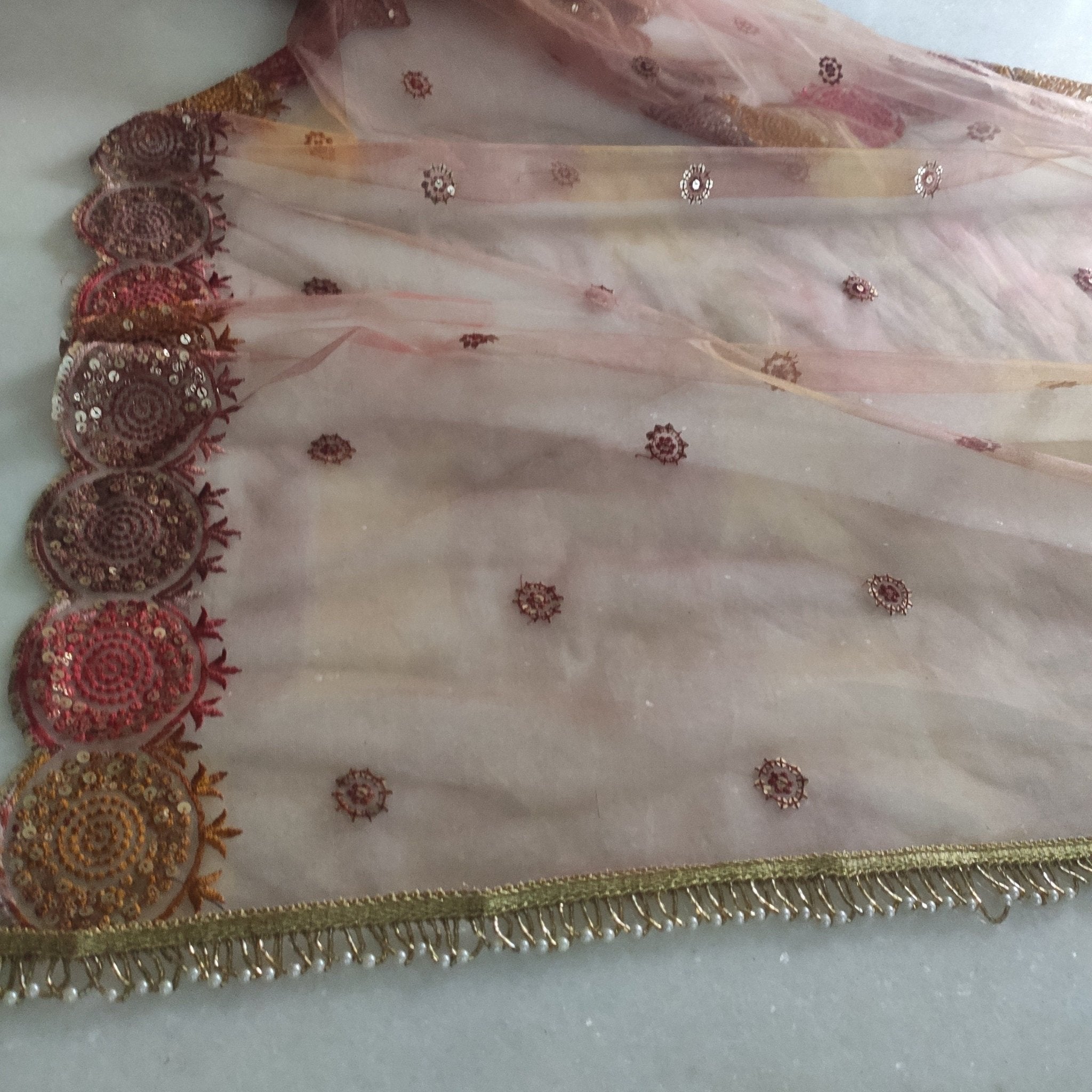 Indian designer net dupatta. Indian heavy dupatta. Chunri for women Indian suit - Neel Creations By Saanvi