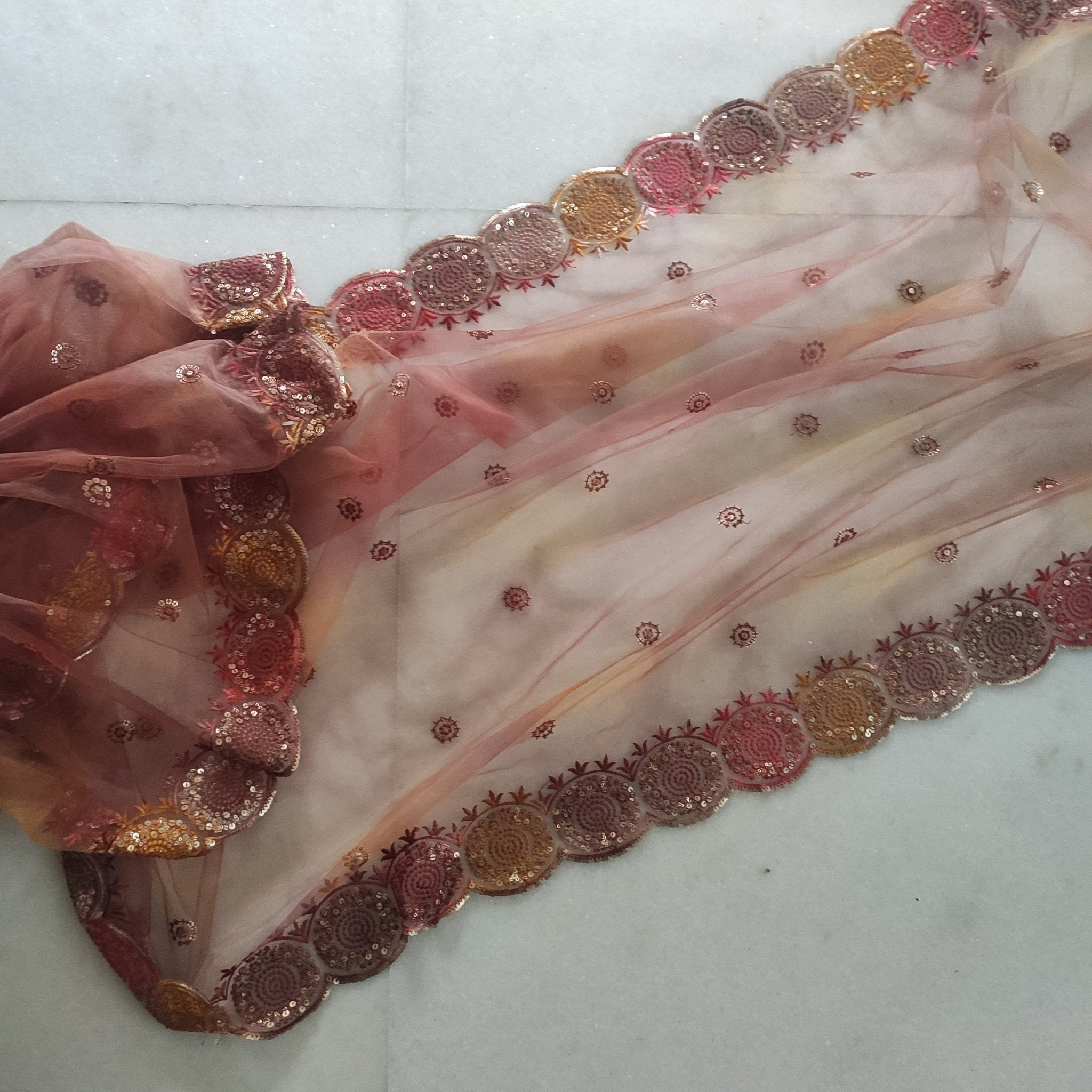 Indian designer net dupatta. Indian heavy dupatta. Chunri for women Indian suit - Neel Creations By Saanvi