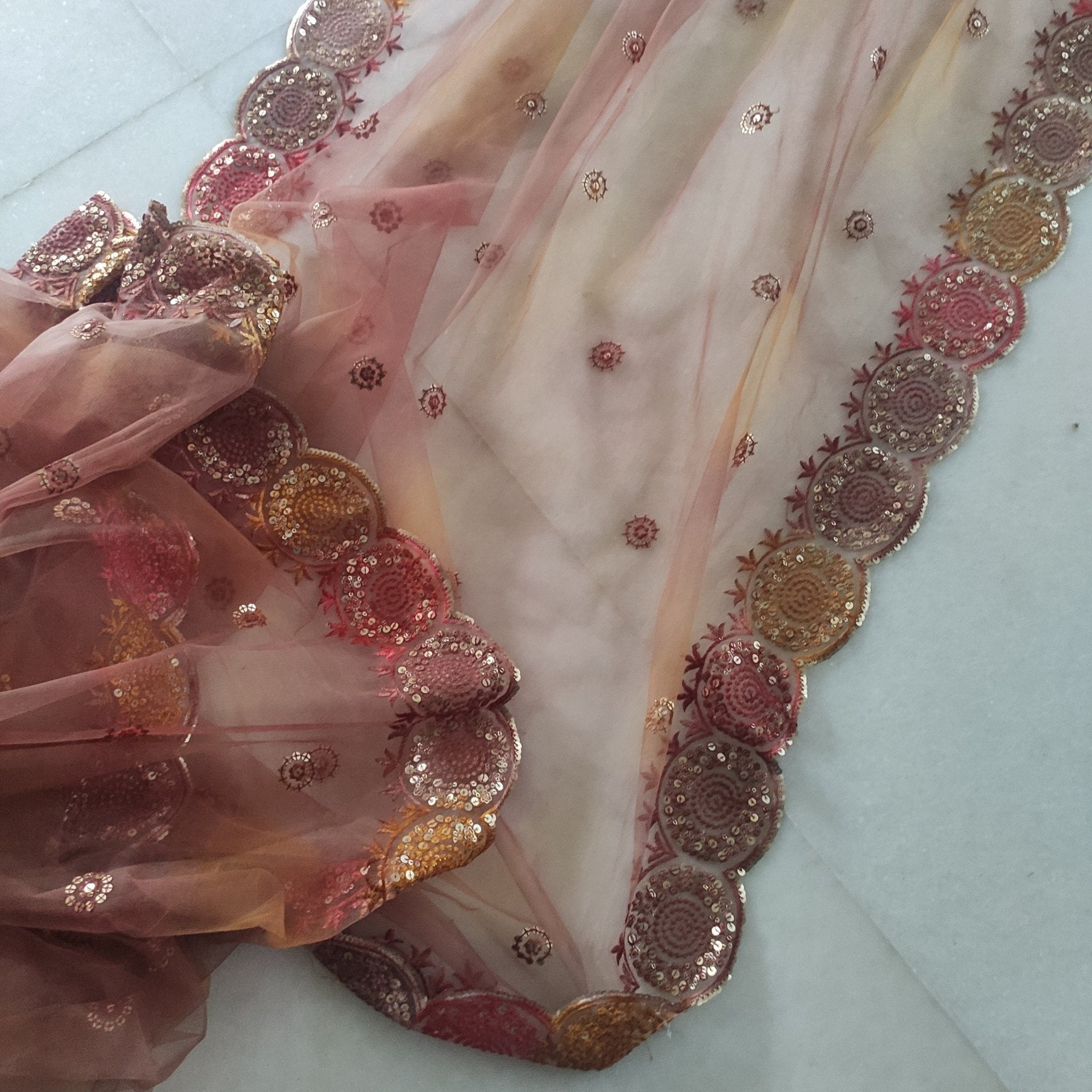 Indian designer net dupatta. Indian heavy dupatta. Chunri for women Indian suit - Neel Creations By Saanvi