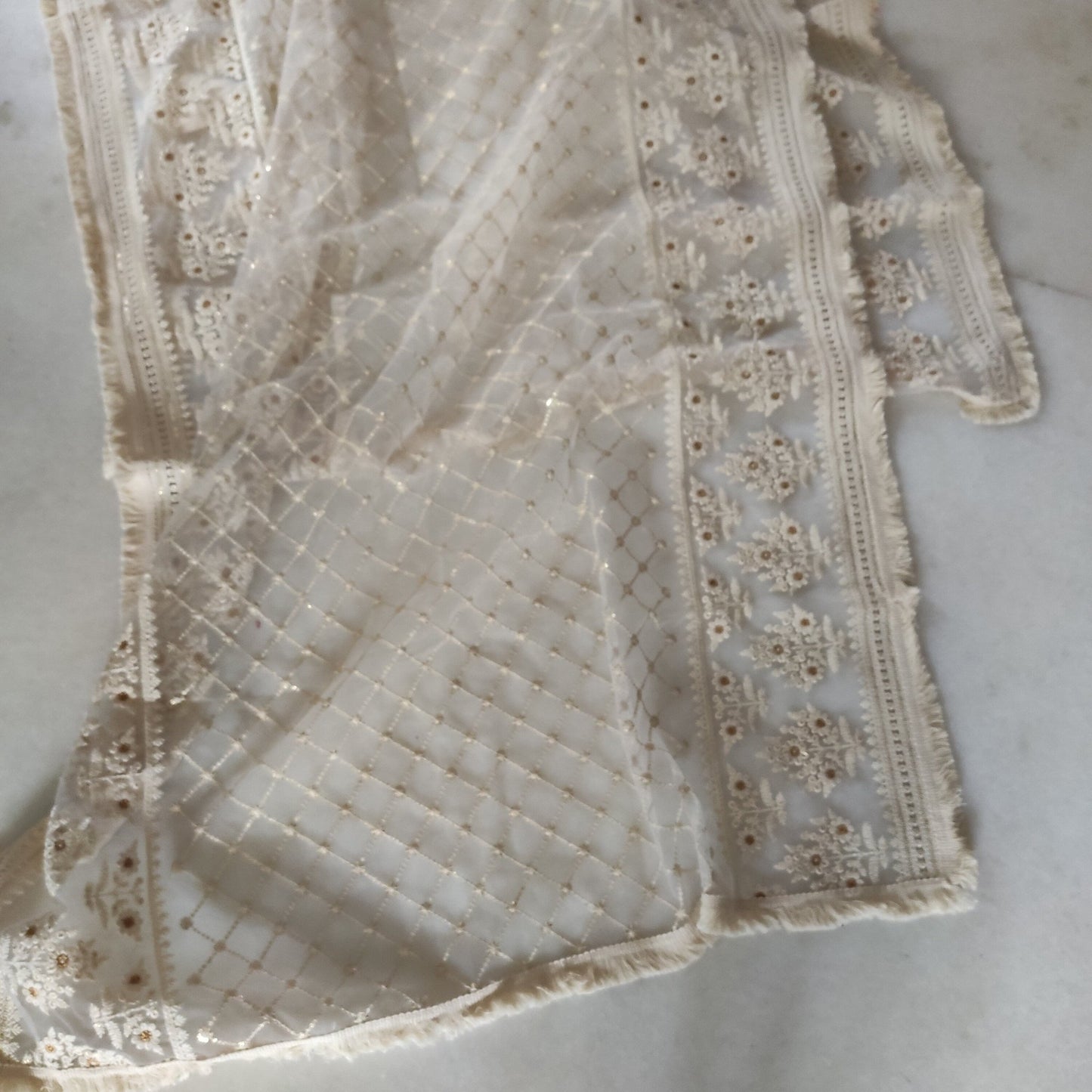 Indian Dupatta long net dyeable embroidered scarf Punjabi dress dupattas with chikankari embroidery for festival chunni lehenga stole - Neel Creations By Saanvi