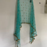Indian Dupatta long net embroidered scarf Punjabi dress dupattas with zari embroidery for festival chunni lehenga stole - Neel Creations By Saanvi
