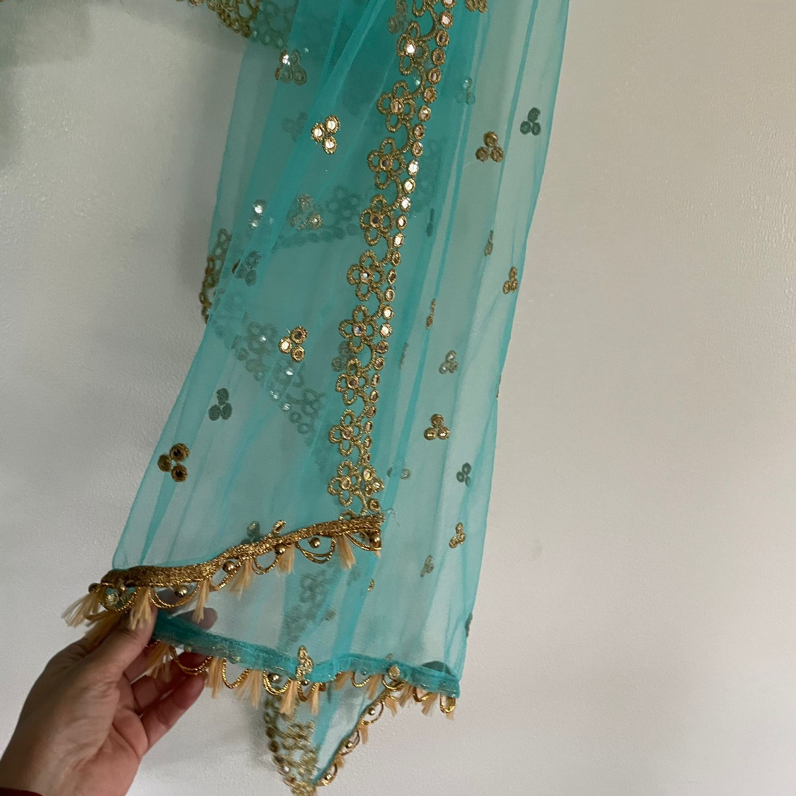 Indian Dupatta long net embroidered scarf Punjabi dress dupattas with zari embroidery for festival chunni lehenga stole - Neel Creations By Saanvi