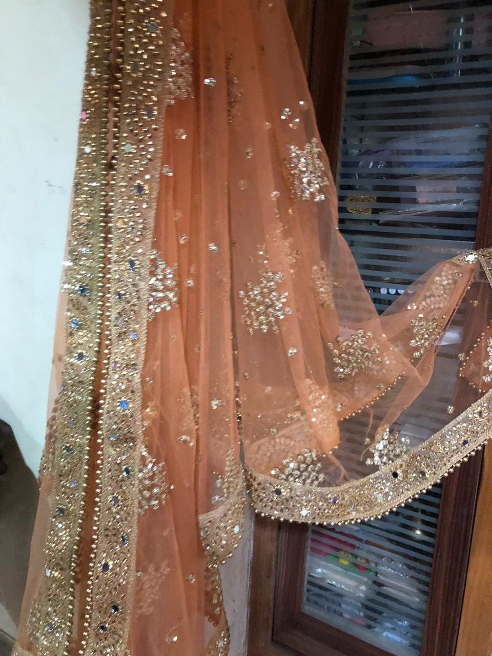 Indian Dupatta long net embroidered scarf Punjabi dress dupattas with zari embroidery for festival chunni lehenga stole - Neel Creations By Saanvi