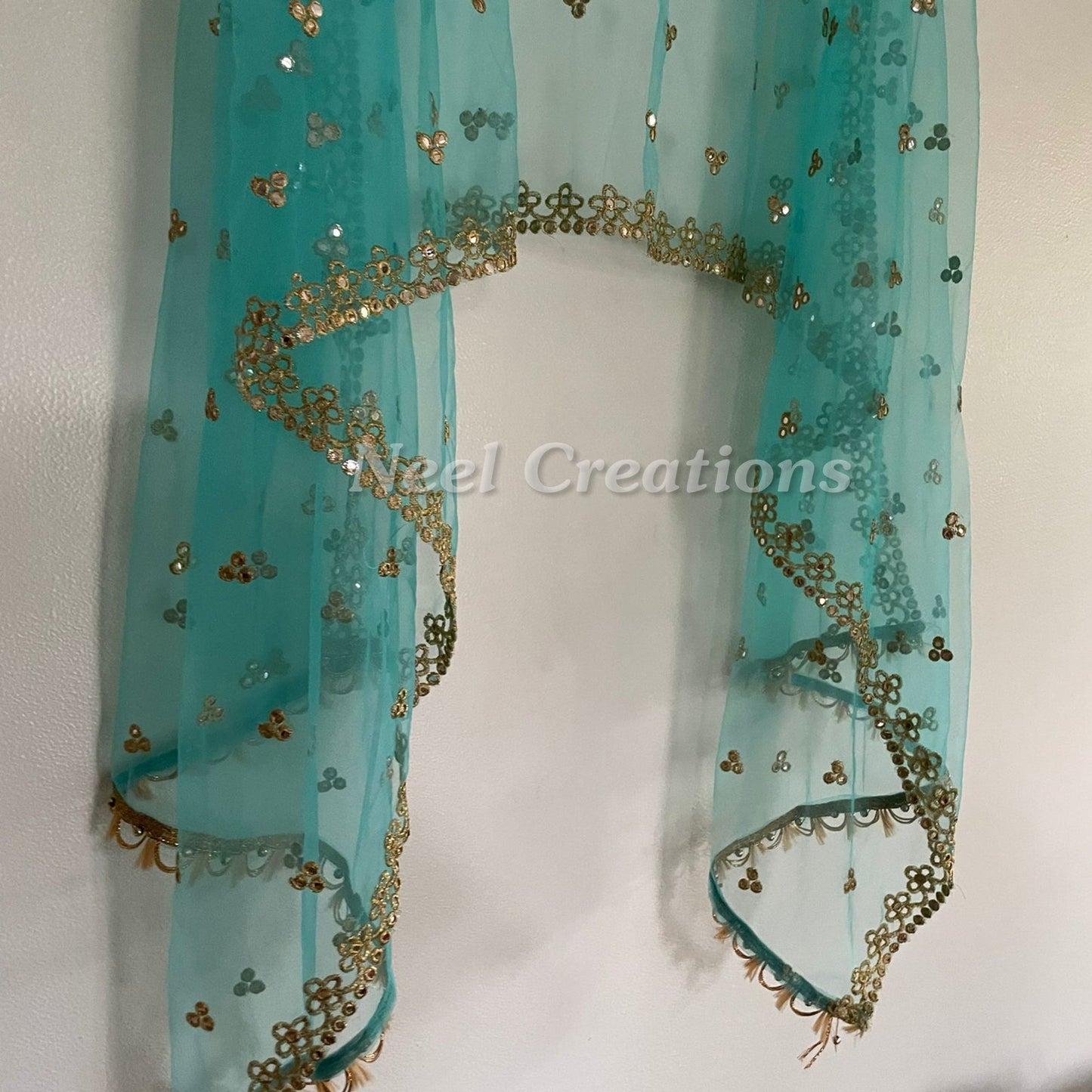 Indian Dupatta long net embroidered scarf Punjabi dress dupattas with zari embroidery for festival chunni lehenga stole - Neel Creations By Saanvi