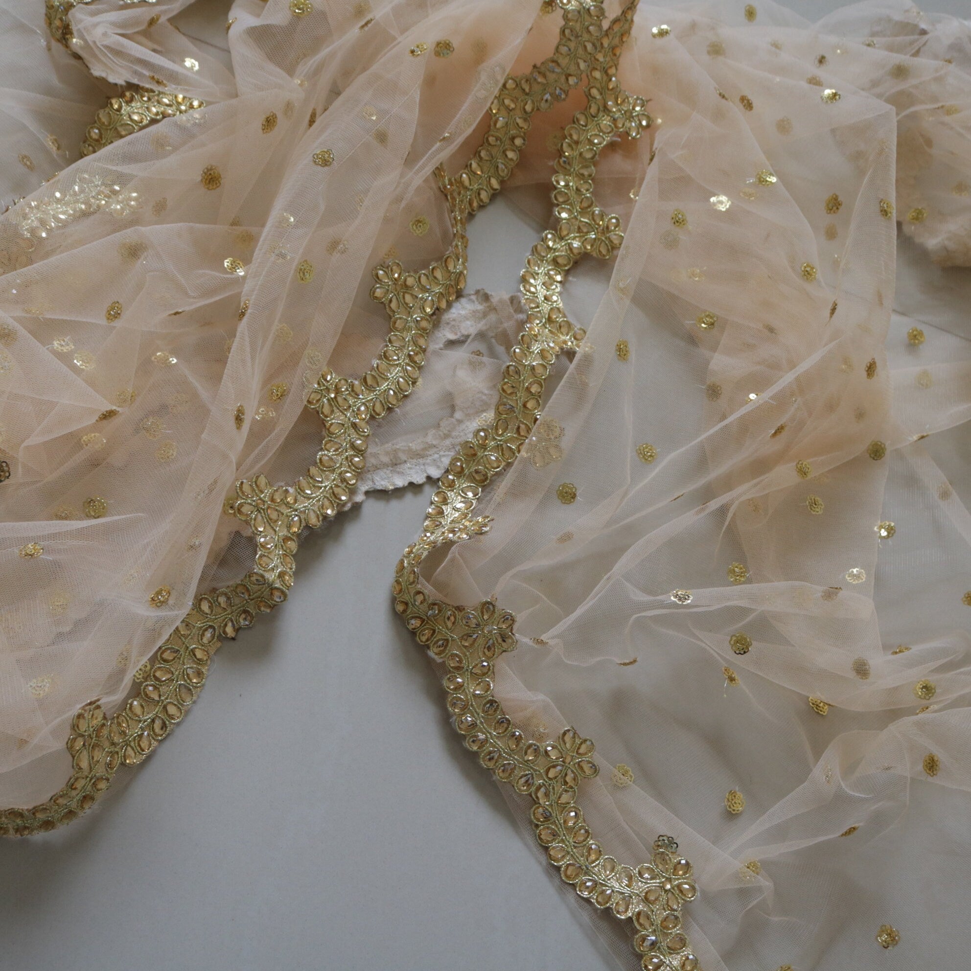 Indian dupatta pastel colored net dupatta for wedding party wear. Designer fancy dupattas for brides. - Neel Creations By Saanvi