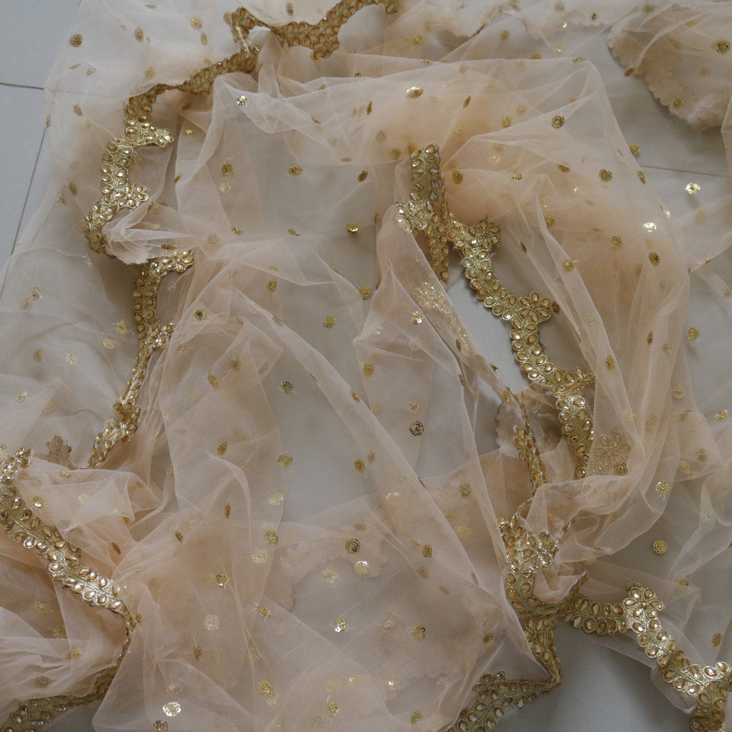 Indian dupatta pastel colored net dupatta for wedding party wear. Designer fancy dupattas for brides. - Neel Creations By Saanvi