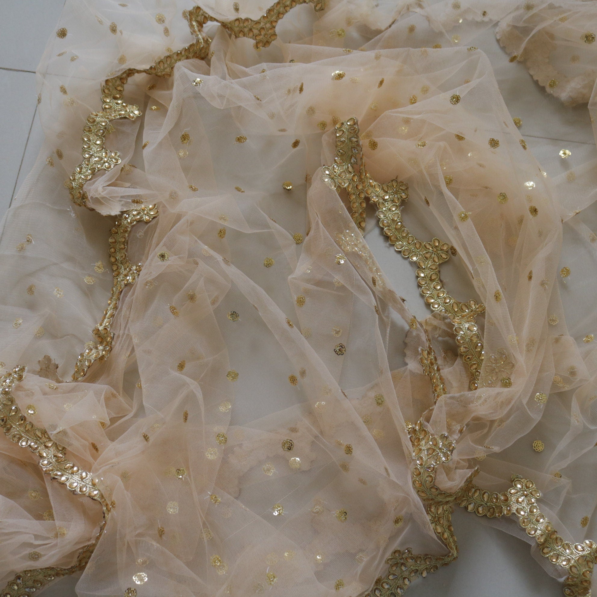 Indian dupatta pastel colored net dupatta for wedding party wear. Designer fancy dupattas for brides. - Neel Creations By Saanvi