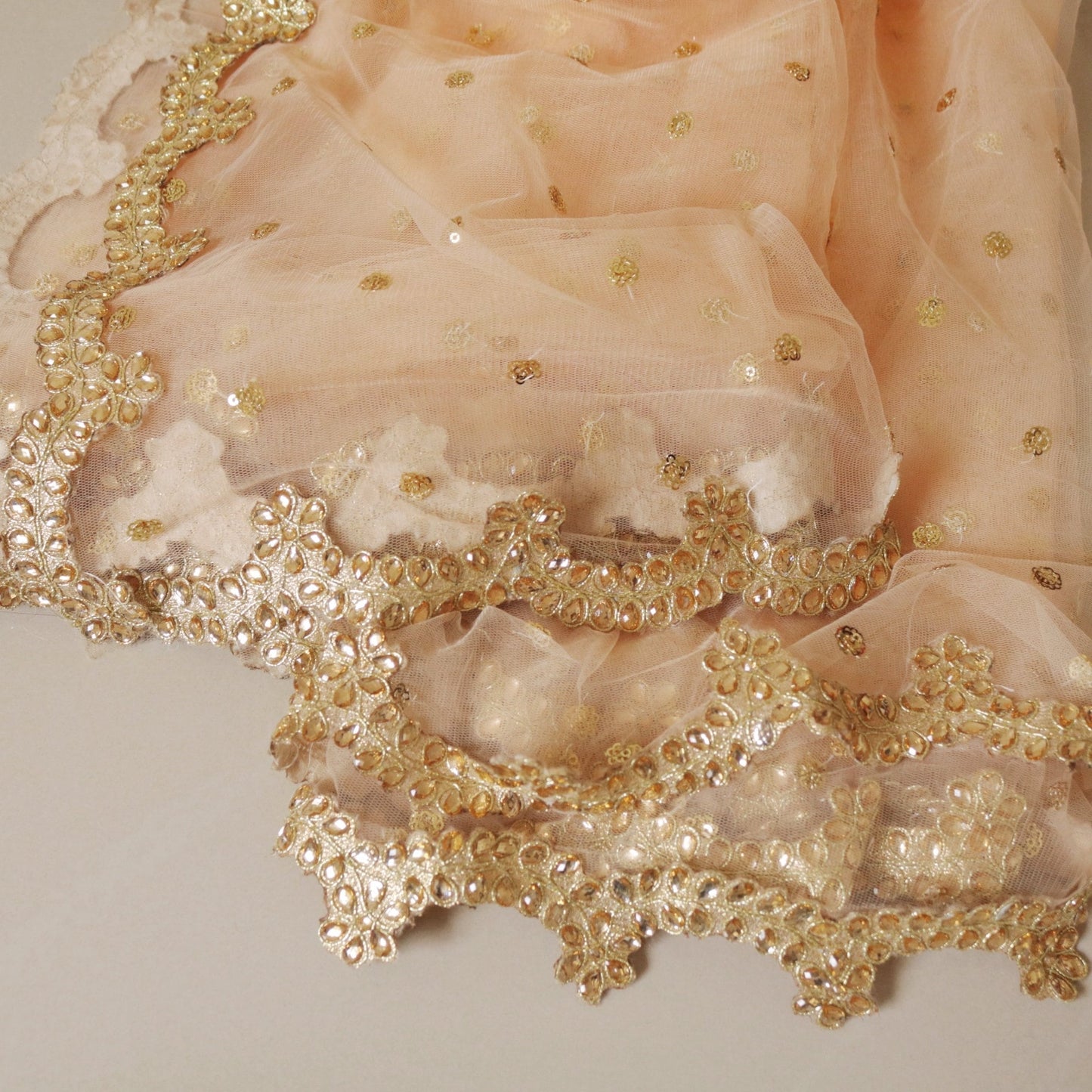 Indian dupatta pastel colored net dupatta for wedding party wear. Designer fancy dupattas for brides. - Neel Creations By Saanvi