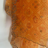 Indian dupatta printed bandhani organza sheer dupatta with beaded border embroidery scallop. - Neel Creations By Saanvi