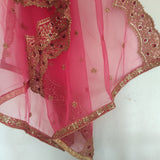 Indian dupatta veil for women. Lehenga dupatta Net beaded border Bridal pink dupatta. - Neel Creations By Saanvi
