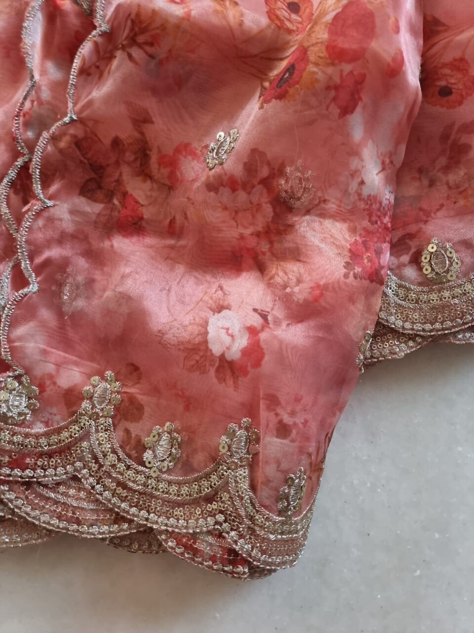 Indian dupatta with embroidery. Designer dupattas for women - Neel Creations By Saanvi