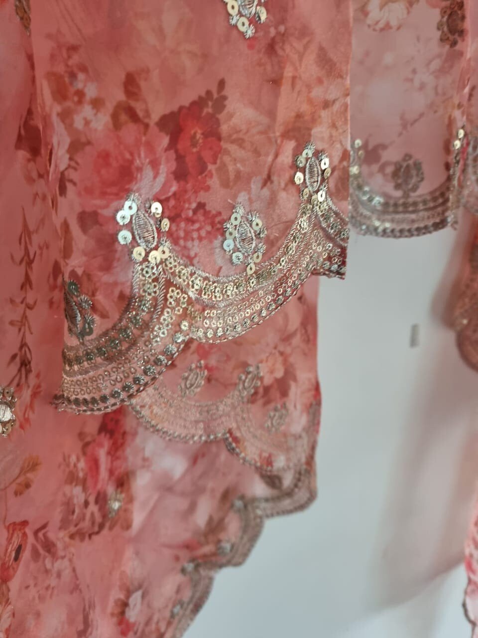 Indian dupatta with embroidery. Designer dupattas for women - Neel Creations By Saanvi