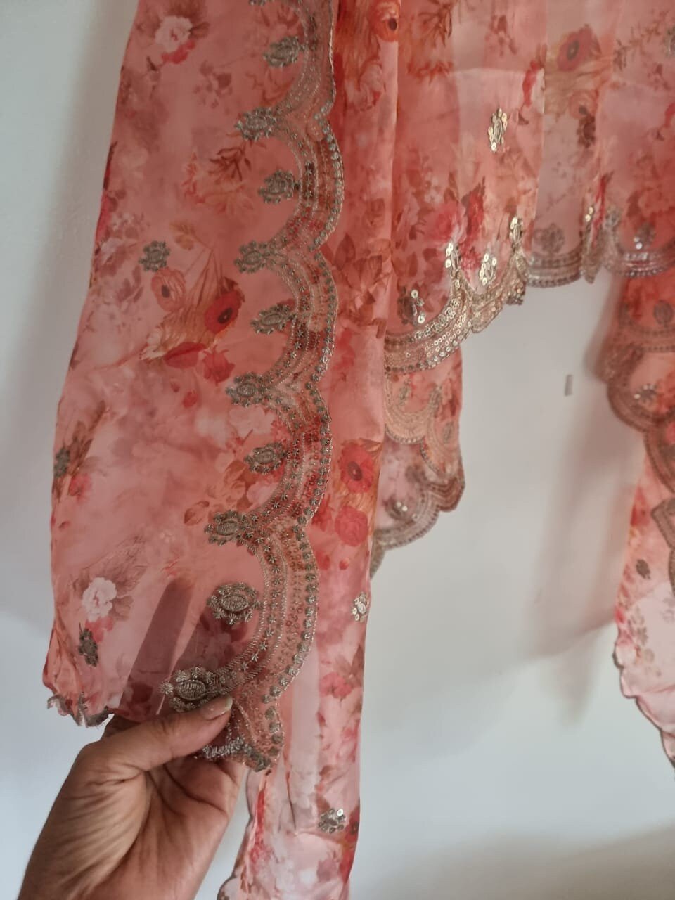 Indian dupatta with embroidery. Designer dupattas for women - Neel Creations By Saanvi