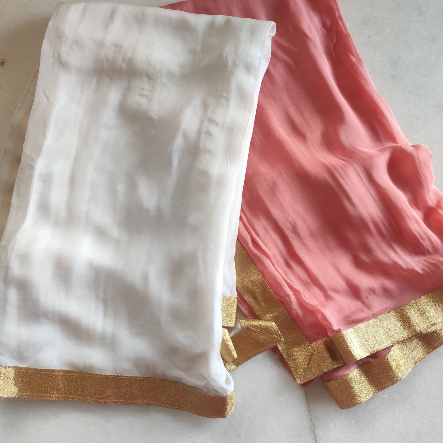 Indian wedding gathbandhan dupatta set. Plain dupatta set for bride and groom - Neel Creations By Saanvi