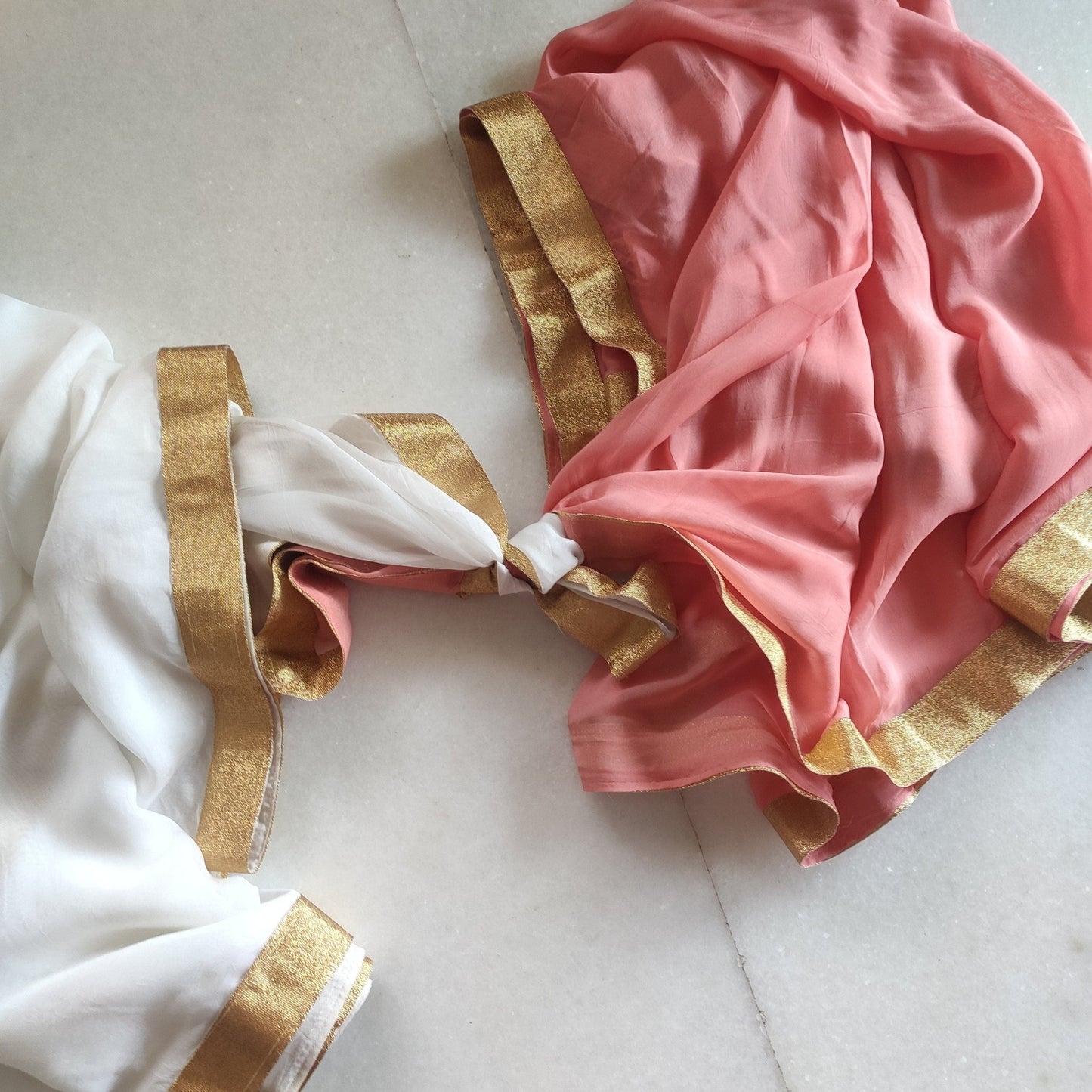 Indian wedding gathbandhan dupatta set. Plain dupatta set for bride and groom - Neel Creations By Saanvi