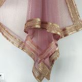 Mauve Indian net dupatta with glitter dots and gold border all over. Long bridal dupatta for women. - Neel Creations By Saanvi