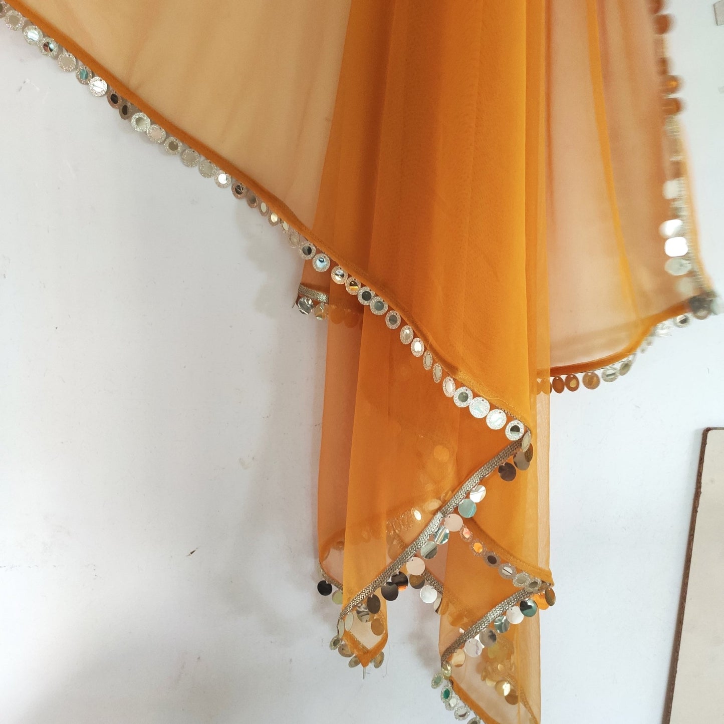 Net dupatta with mirror like border. Long Indian dress lehenga dupatta. Saree dupatta for women - Neel Creations By Saanvi