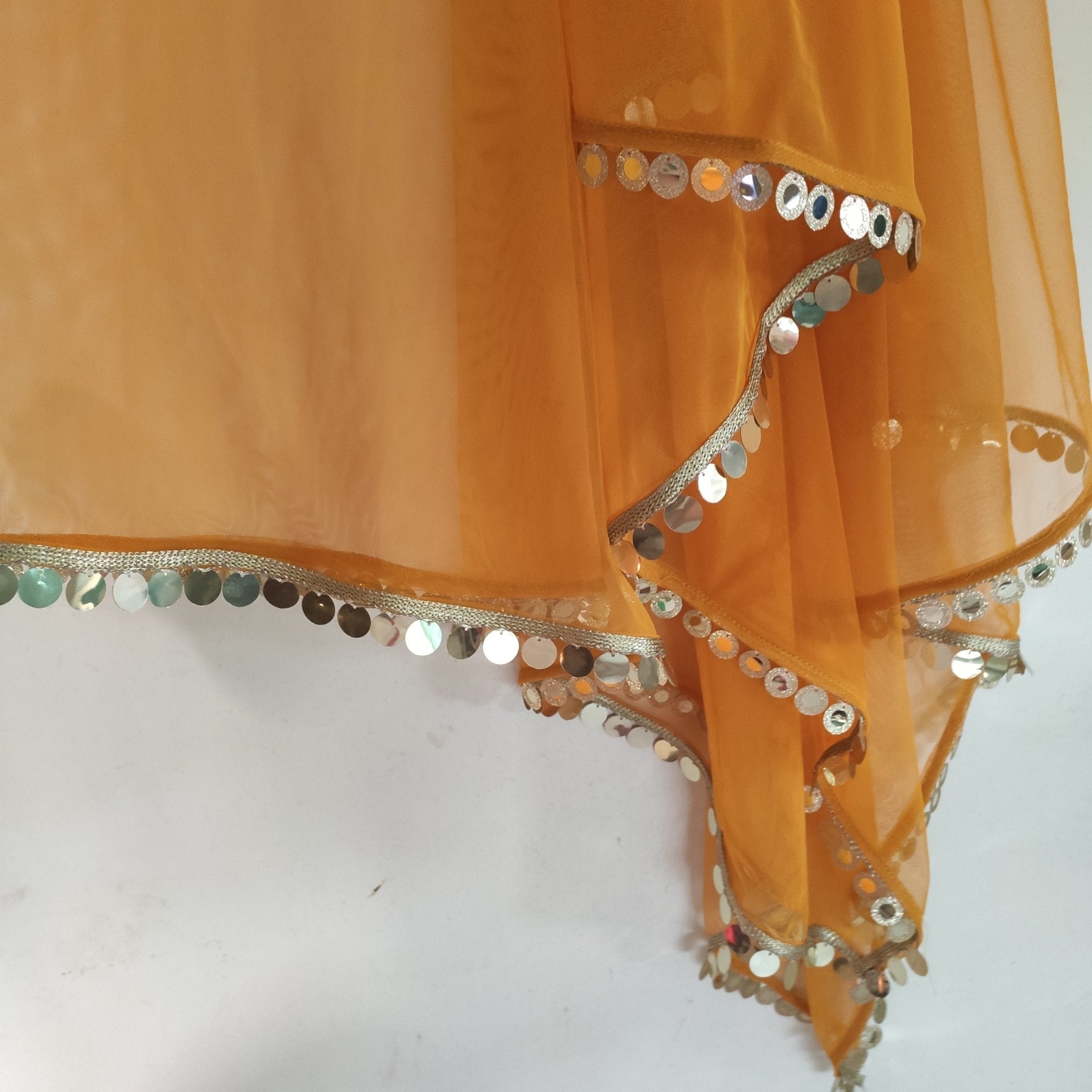 Net dupatta with mirror like border. Long Indian dress lehenga dupatta. Saree dupatta for women - Neel Creations By Saanvi