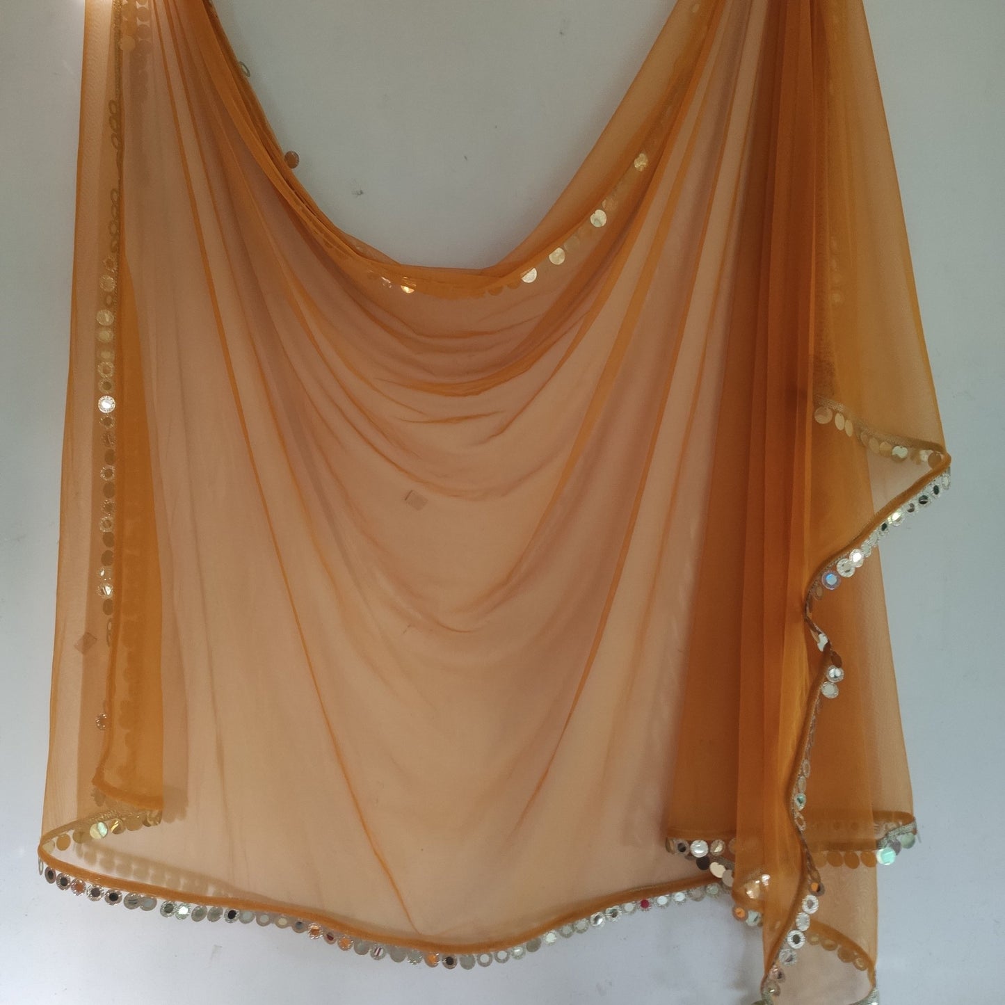 Net dupatta with mirror like border. Long Indian dress lehenga dupatta. Saree dupatta for women - Neel Creations By Saanvi