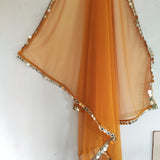 Net dupatta with mirror like border. Long Indian dress lehenga dupatta. Saree dupatta for women - Neel Creations By Saanvi