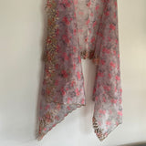 Grey pink printed dupatta
