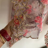 Rose print organza dupatta