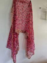 Organza dupatta printed floral dupatta. Printed with blue pink flowers dupatta and gold border - Neel Creations By Saanvi